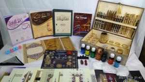 Arabic Calligraphy Set (Qalams, Ink, Lika, Inkwell, Papers, Sulus NASKH Book) Islamic Gift M1